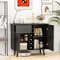 Black Wooden Sideboard Cabinet with 6 Wine Bottle Rack Storage Drawer and 2 Door Compartments